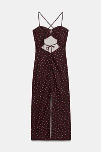 LINEN POLKA DOT MIDI DRESS