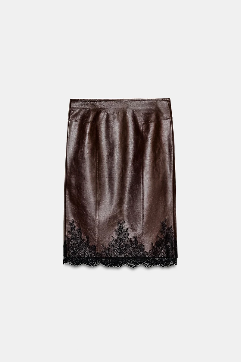 LEATHER LACE SKIRT ZW COLLECTION LIMITED EDITION