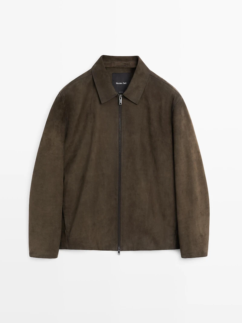 Nappa leather zip-up jacket