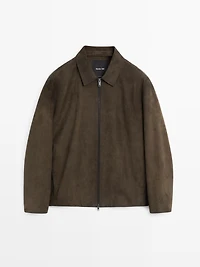 Nappa leather zip-up jacket