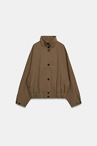 HIGH COLLAR JACKET WITH ELASTIC HEM
