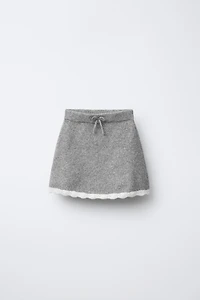 CROCHET TRIM KNIT SKIRT