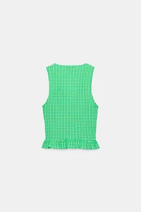 GINGHAM SMOCKED TOP