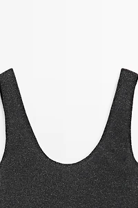 Semi-sheer metallic-effect strappy top