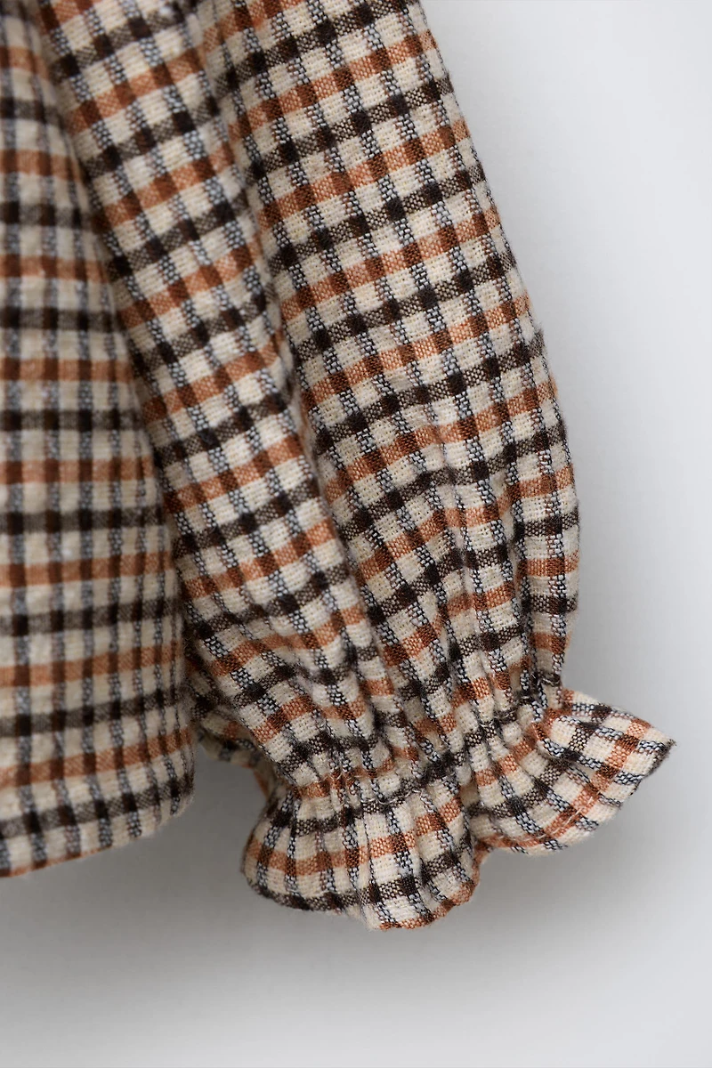 EMBROIDERED COLLAR PLAID SHIRT