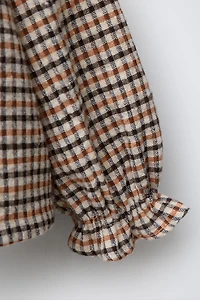 EMBROIDERED COLLAR PLAID SHIRT