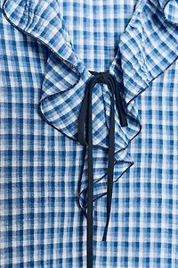 GINGHAM RUFFLED BLOUSE