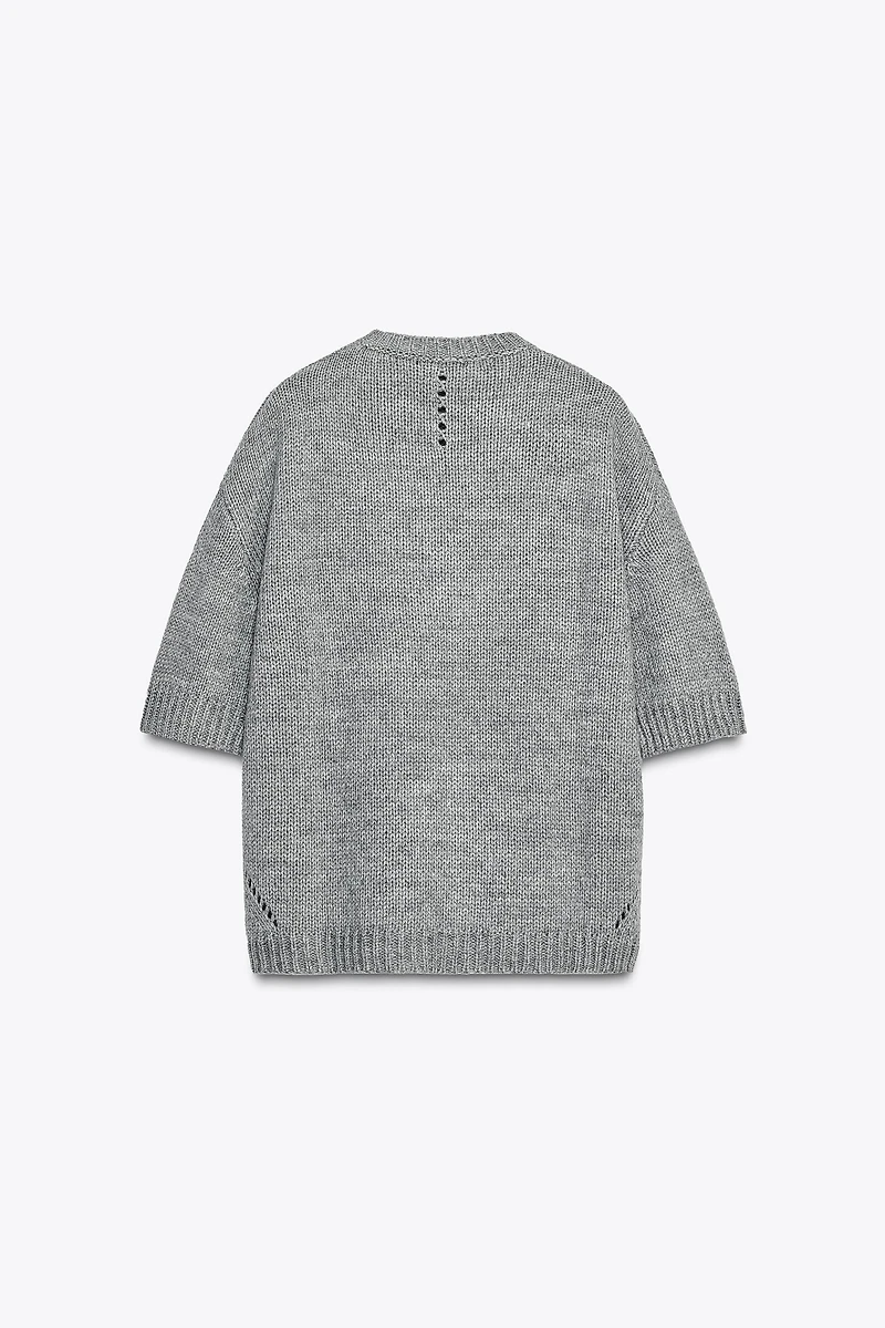 OVERSIZED SHORT SLEEVE KNIT SWEATER