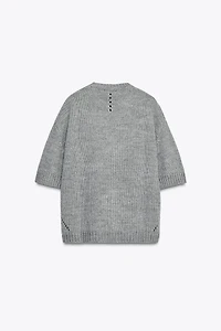 OVERSIZED SHORT SLEEVE KNIT SWEATER