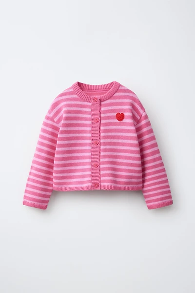 STRIPED HEART CARDIGAN