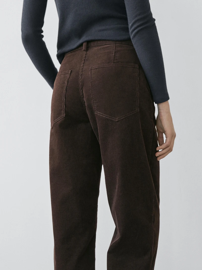 Barrel fit corduroy trousers