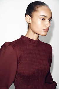 SMOCKED STRIPED SHIRT