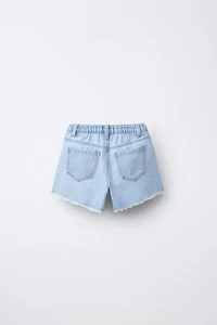 CROCHET HEART DENIM SHORTS