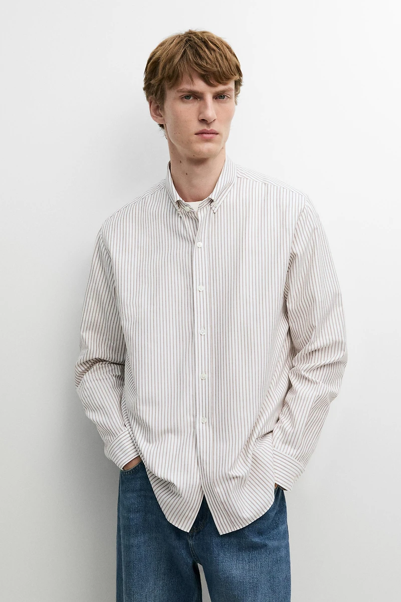 100% cotton regular fit striped shirt