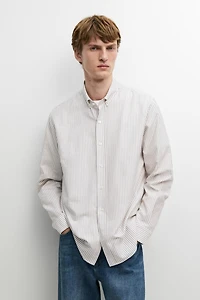 100% cotton regular fit striped shirt