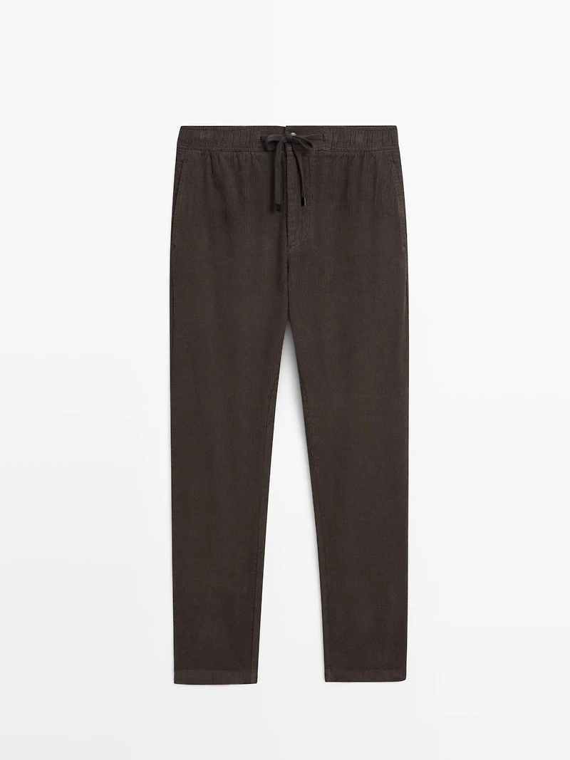 Corduroy jogger fit trousers
