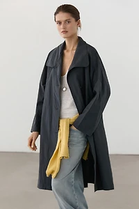 High neck technical trench coat