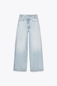 TRF HIGH-WAIST WIDE LEG CROSSOVER JEANS