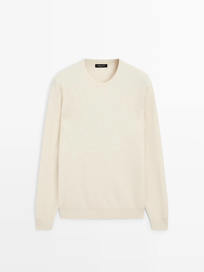 Pull en maille texturée de coton mélangé