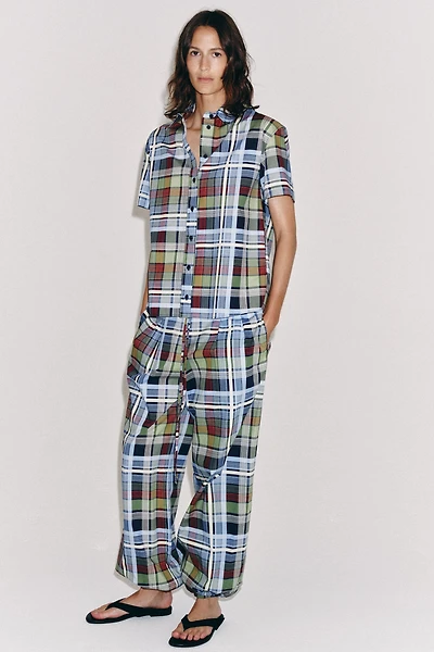 ZW COLLECTION PLAID SHORT SLEEVE SHIRT