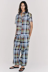 ZW COLLECTION PLAID SHORT SLEEVE SHIRT