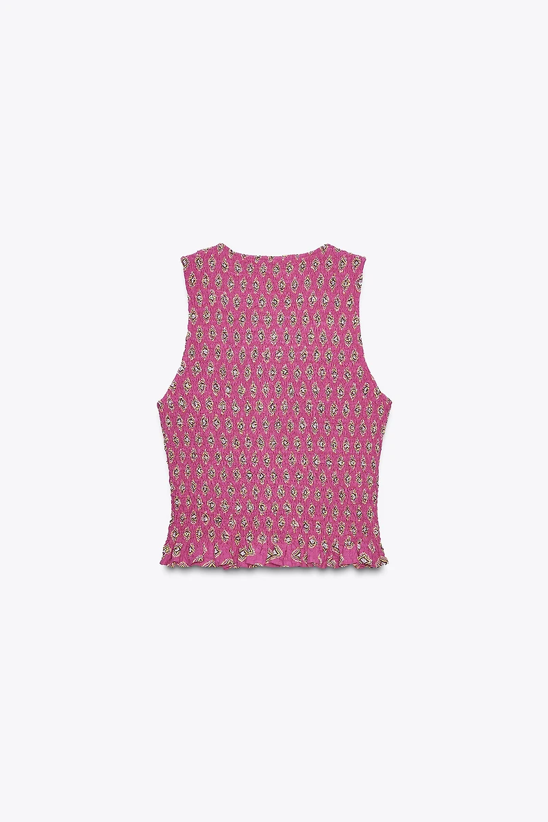 SMOCKED PRINT TOP