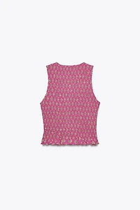 SMOCKED PRINT TOP