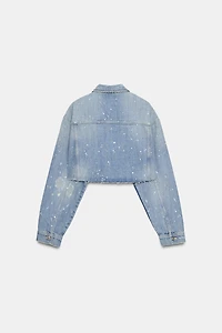 TRF STRASS CROP DENIM JACKET