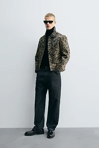 VESTE EN CUIR EFFET FOURRURE IMPRIMÉ