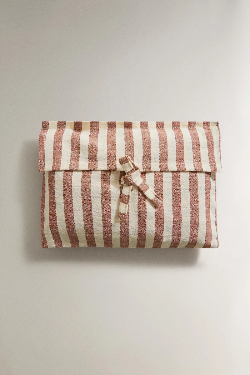 STRIPED LINEN AND COTTON BABY CHANGING MAT COVER