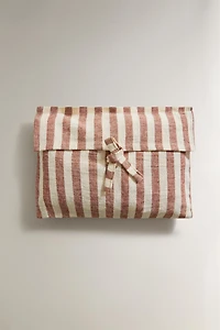 STRIPED LINEN AND COTTON BABY CHANGING MAT COVER