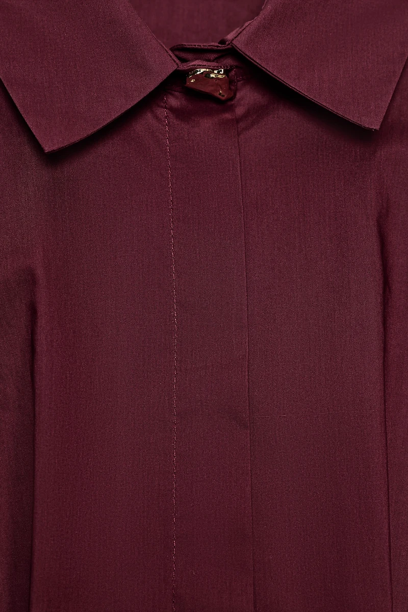 PLEATED POPLIN SHIRT