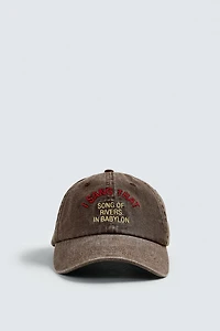 WASHED CONTRAST EMBROIDERED TEXT CAP