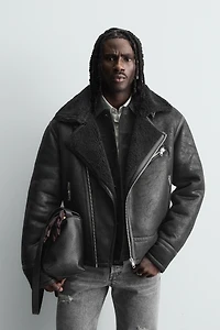 COMBINATION FAUX LEATHER JACKET