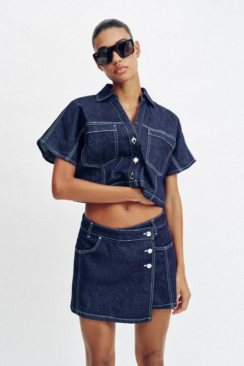 JUPE-PANTALON Z1975 EN JEAN CROISÉE