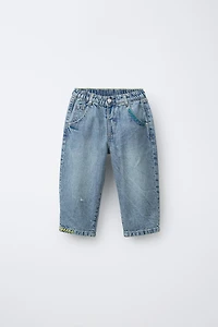 EMBROIDERED BAGGY JEANS