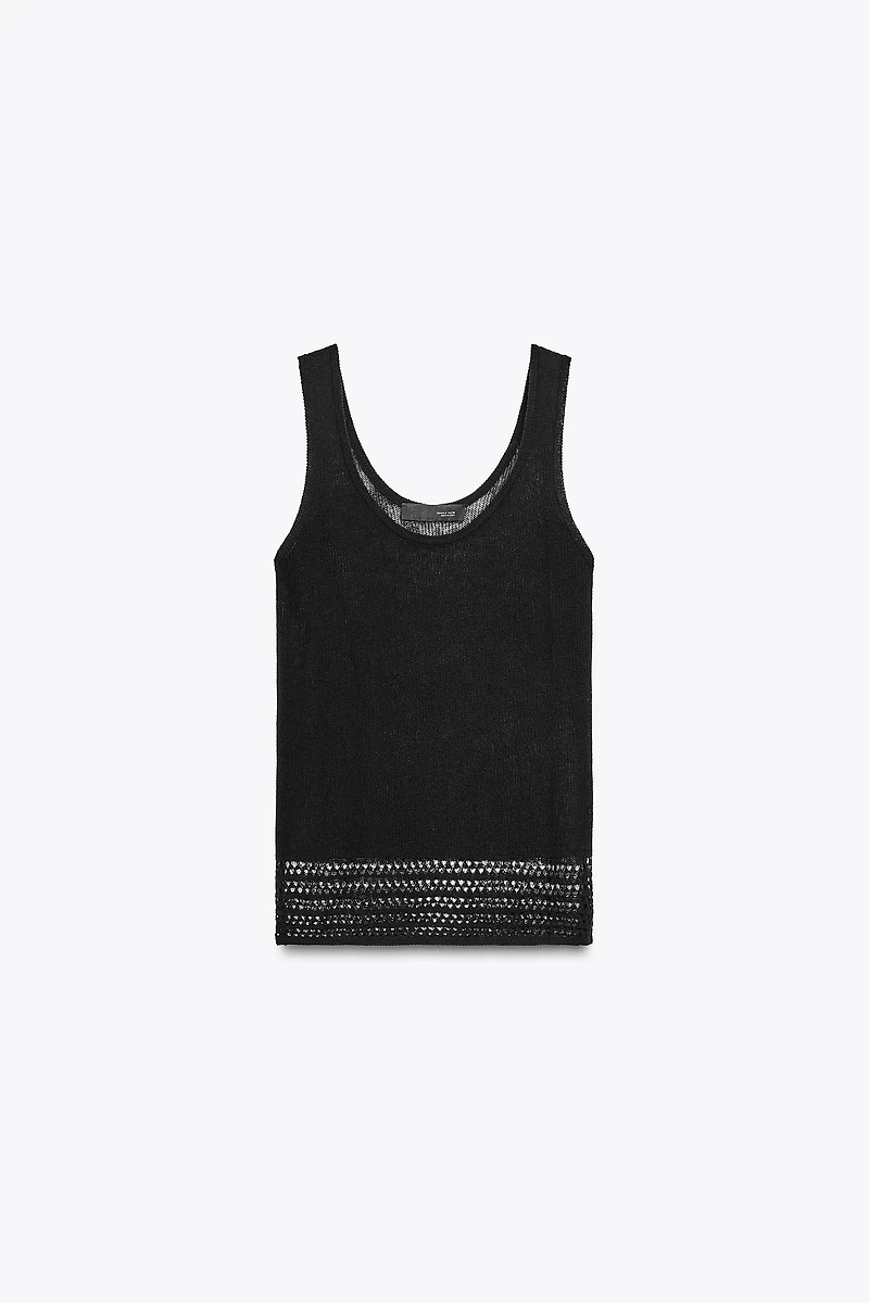 TOP EN MAILLE BAS POINTELLE