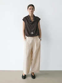 Flowing pants with elasticated waistband