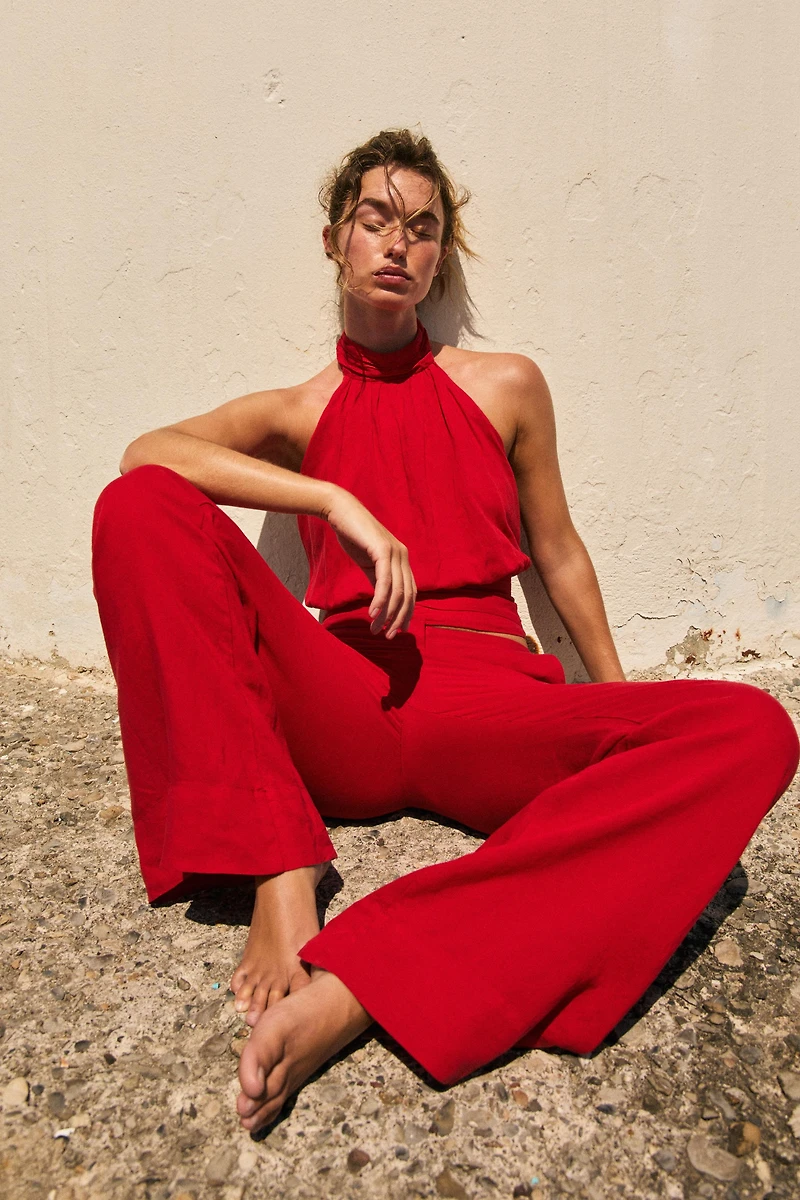 STRAIGHT LEG LINEN PANTS