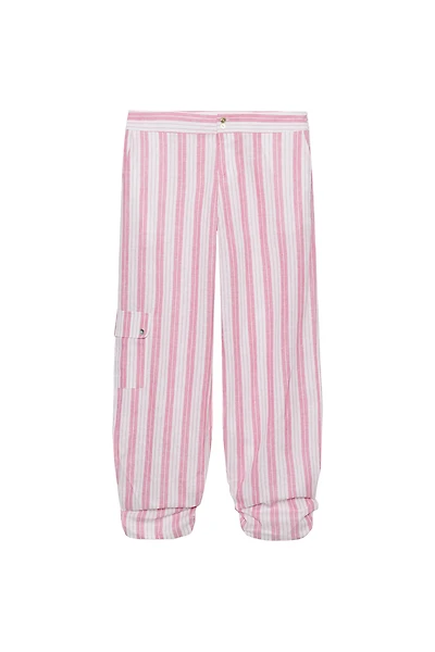 PANTALON À RAYURES ET PLIS