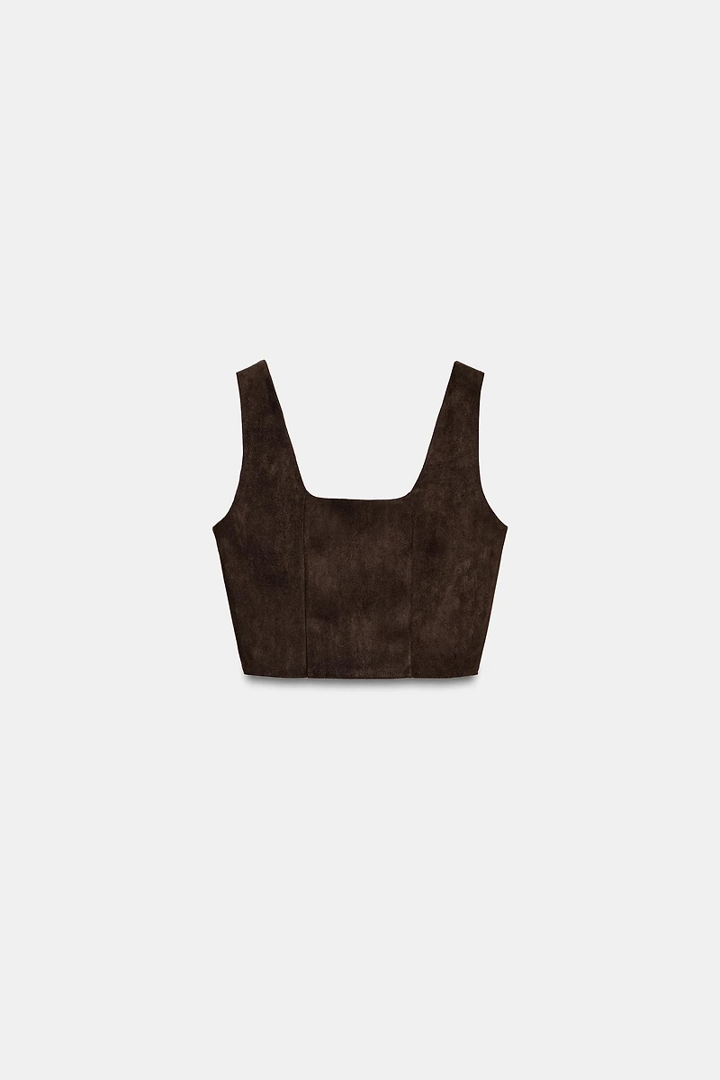FAUX SUEDE CROP TOP