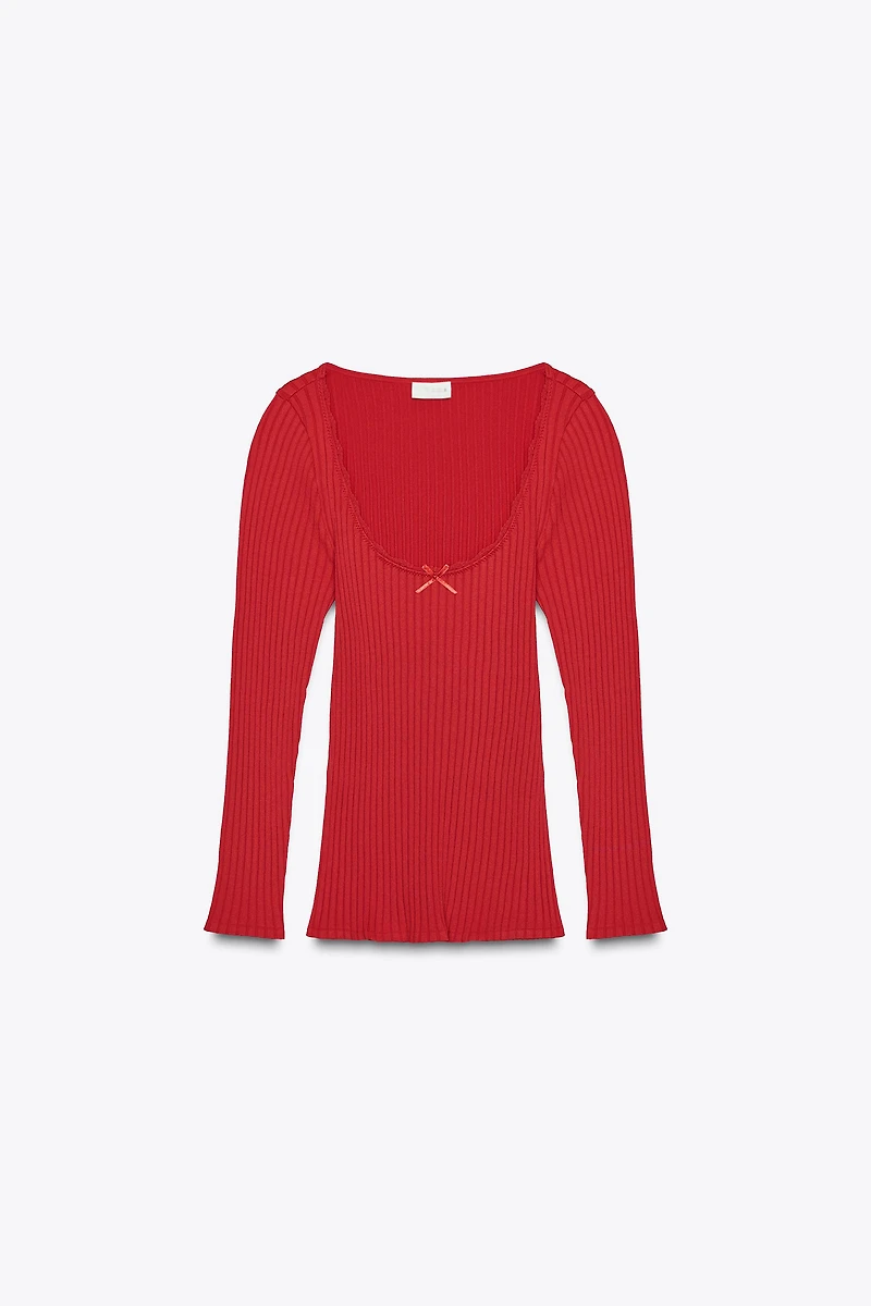 SEAMLESS RIB BOW TOP