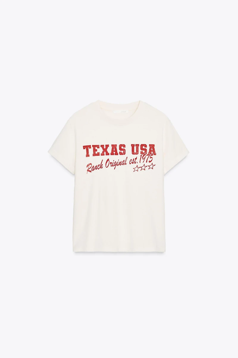 WASHED EFFECT TEXT T-SHIRT