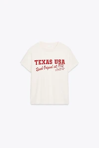 WASHED EFFECT TEXT T-SHIRT