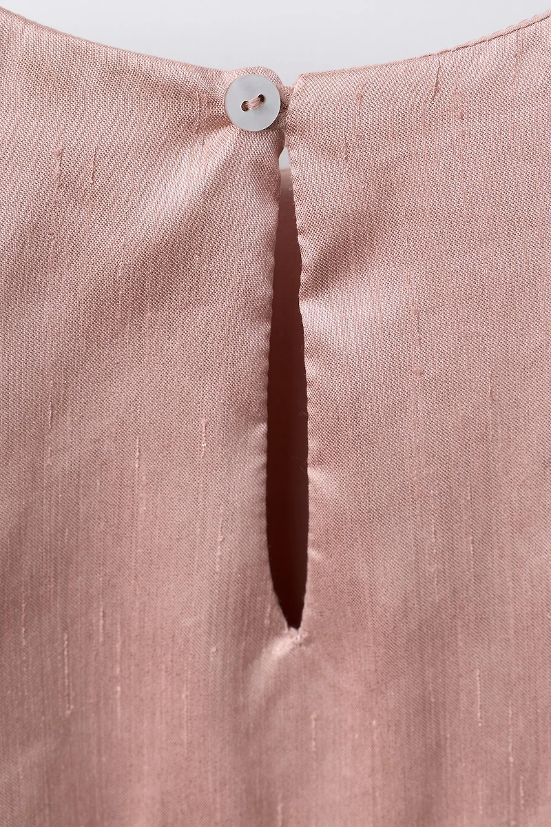 SHINY BALLOON SLEEVE DRESS