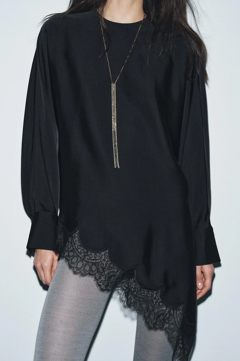 ASYMMETRIC LACE BLOUSE ZW COLLECTION LIMITED EDITION