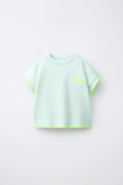 FLUORESCENT CONTRAST WAFFLE SHIRT
