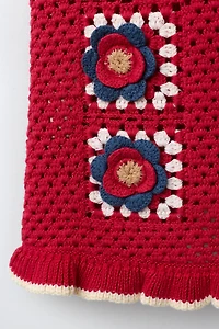 CROCHET FLORAL KNIT DRESS