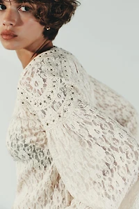 STUDDED LACE TOP
