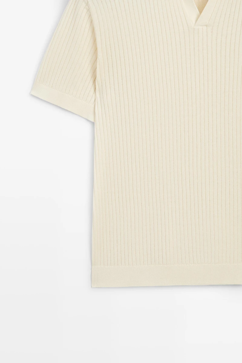 100% cotton ribbed knit polo sweater
